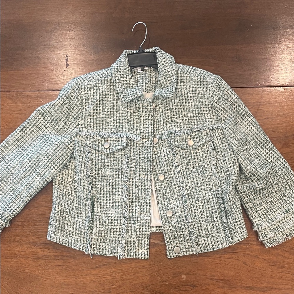 Chico's Green/Cream Tweed Jacket